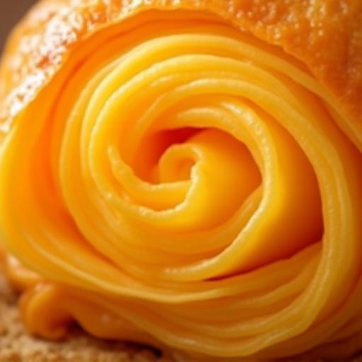 Primer plano exquisito de las capas perfectamente laminadas de un croissant recién horneado, revelando su textura aireada